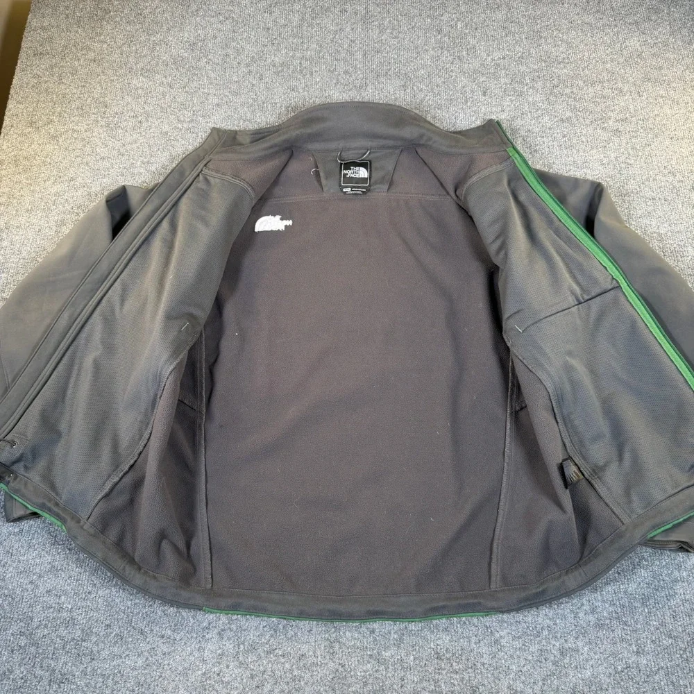 The North Face Mens Apex Bionic Softshell Jacket Green Gray Full Zip Medium #H